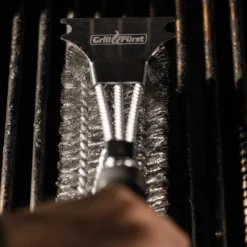 Grillfürst Grillbürste Edelstahl, Mit Langem 3-fach Bürstenkopf Und Schaber -Grillen im Freien 19 045 Grillfuerst Grillbuerste 07 V2