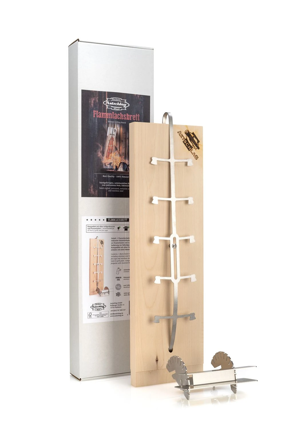 Axtschlag Flammlachsbrett Premium Line Kirsche - Klemmhalterung - Mit Patentierter Halterung Für Feuerstelle, Grillrost Und Gasgrill 1 Axtschlag Flammlachsbrett Premium Line Kirsche - Klemmhalterung - Mit Patentierter Halterung Für Feuerstelle, Grillrost Und Gasgrill