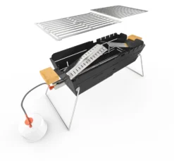 Knister Gasgrill - Ausziehbarer Kompaktgrill -Grillen im Freien Knister Gasgril Aufbau Bauteile