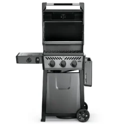 Napoleon Freestyle 365 Gasgrill, Graphit - Mit Seitenbrenner - Modell 2023 - X-DEAL Inkl. Abdeckhaube Und Gussplatte -Grillen im Freien Napoleon Freestyle 365 SB front Seite abgeklappt