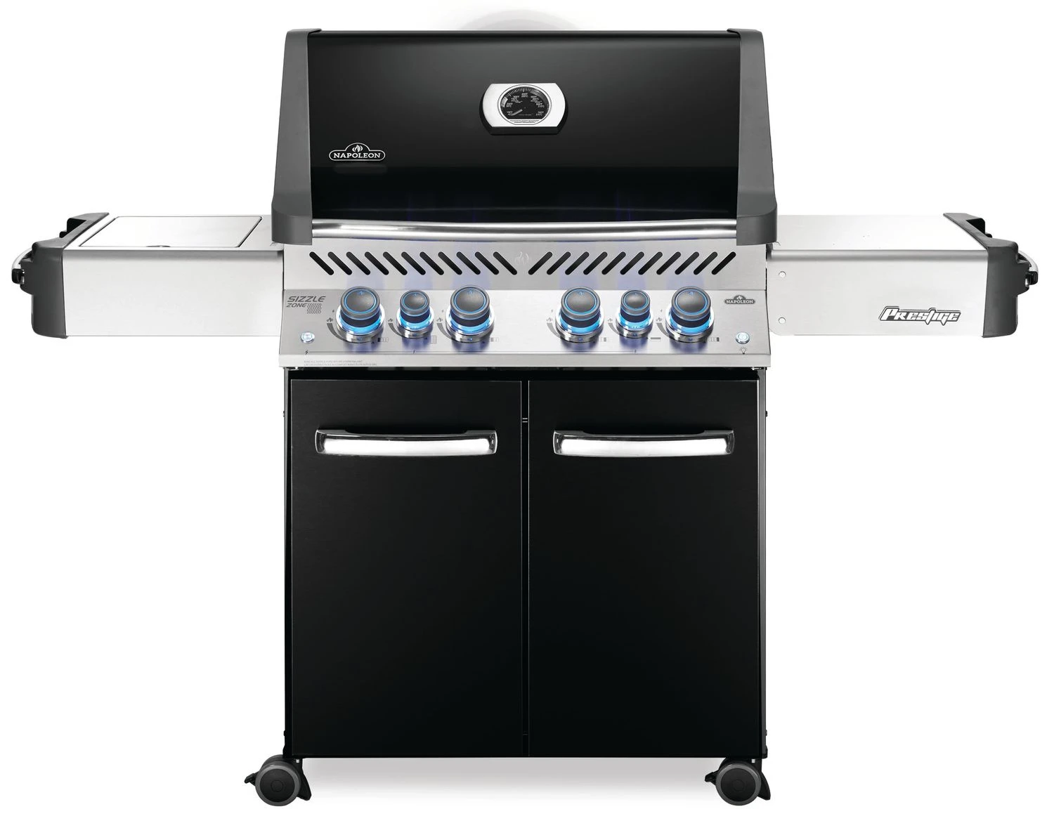 Napoleon Prestige 500 Gasgrill, Schwarz - Mit Safety Glow - X-DEAL Inkl. Grillthermometer, Schneidebrett Und Windschild Für SIZZLE ZONE 1 Napoleon Prestige 500 Gasgrill, Schwarz - Mit Safety Glow - X-DEAL Inkl. Grillthermometer, Schneidebrett Und Windschild Für SIZZLE ZONE