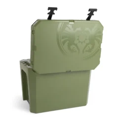 Petromax Kühlbox 50 Liter Oliv - Inkl. Sitzkissen, Haft-Unterlage Und Einsatzkorb -Grillen im Freien Petromax Kuehlbox kx50 oliv back open