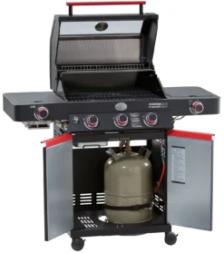 Rösle Videro G3-S VARIO+ Schwarz Gasgrill - FC Bayern Edition -Grillen im Freien Roesle Videro G3 S FC Bayern Unterschrank offen
