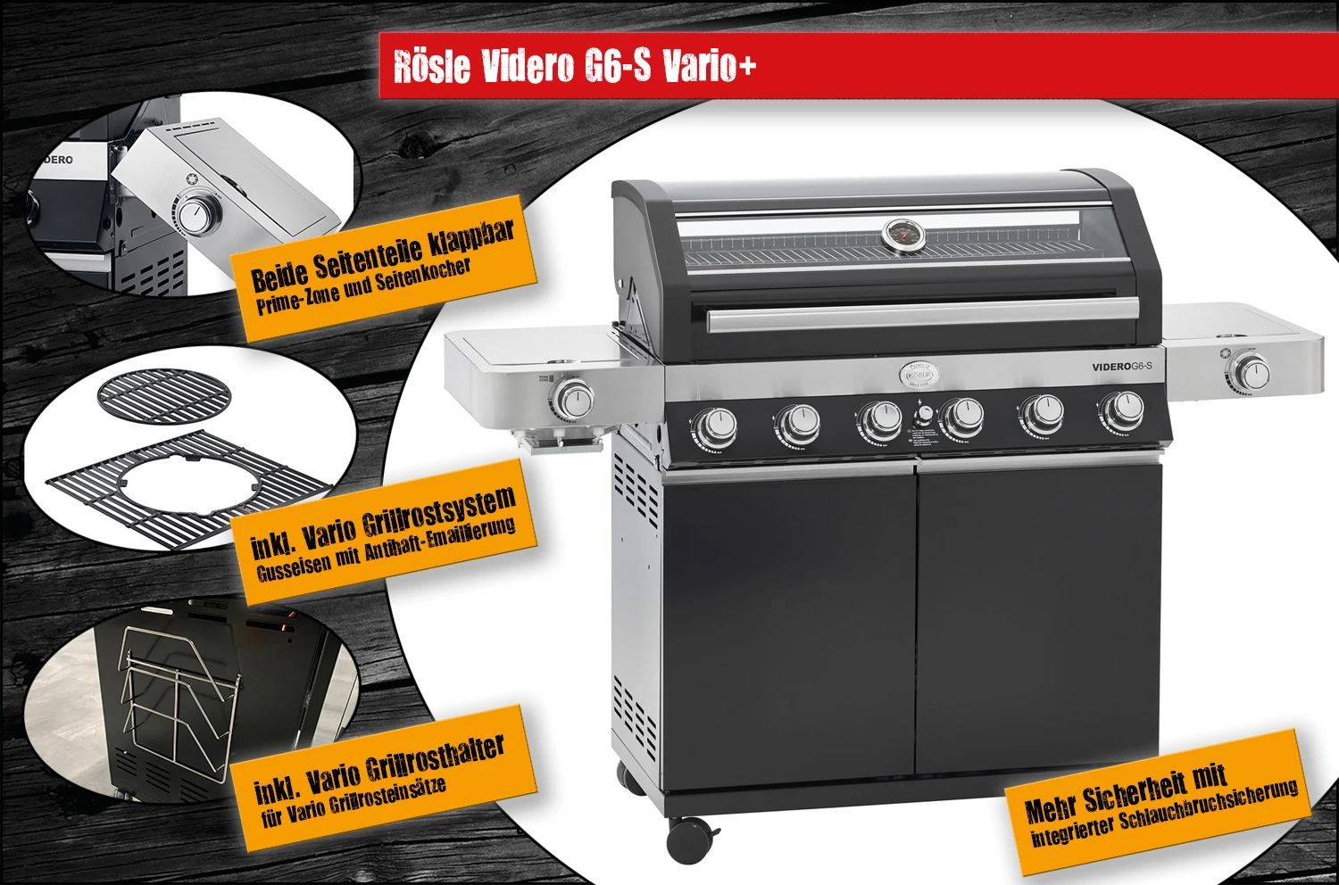 Rösle Gasgrill Videro G6-S VARIO+ Schwarz - Modell 2023 - Inkl. Abdeckhaube 3 Rösle Gasgrill Videro G6-S VARIO+ Schwarz - Modell 2023 - Inkl. Abdeckhaube – Bild 3